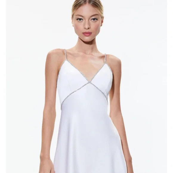 【Alice+Olivia】 MORANNE タイ付 ベルベット チュニックドレス Alice + Olivia Moranne Satin Tieneck Minidress | Saks Fifth